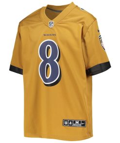 Alternative view of Lamar Jackson Baltimore Ravens Nike Youth Inverted Team Game Jersey - Gold