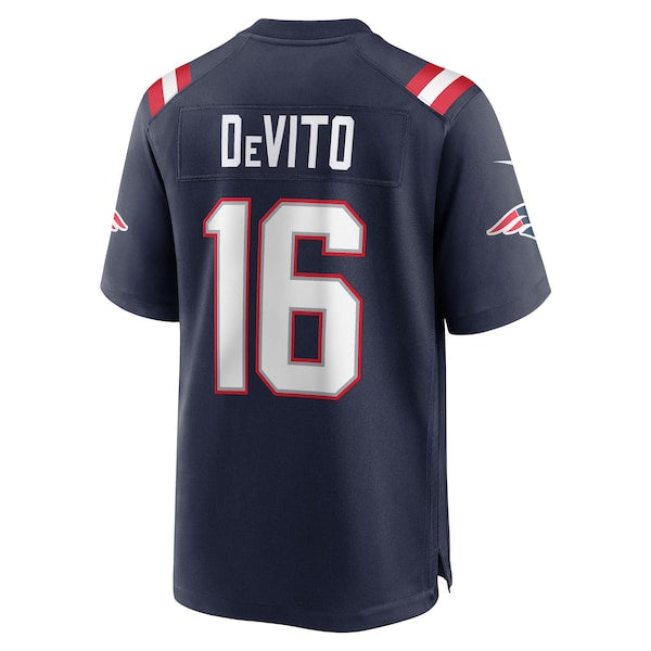 Tommy DeVito New England Patriots Nike Team Game Jersey - Navy - Image 3