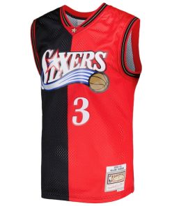 Alternative view of Allen Iverson Philadelphia 76ers Hardwood Classics 2000/01 Split Swingman Jersey - Black/Red