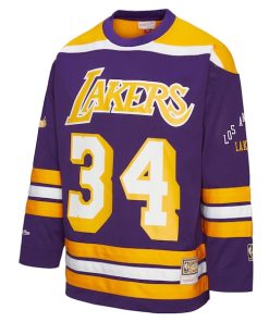 Alternative view of Shaquille O'Neal Los Angeles Lakers  Unisex Maxxed Out Fashion Hockey Jersey - Purple