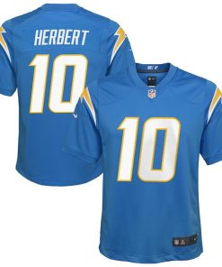 Alternative view of Justin Herbert Los Angeles Chargers Nike Youth Game Jersey - Powder Blue/Navy/Royal/White
