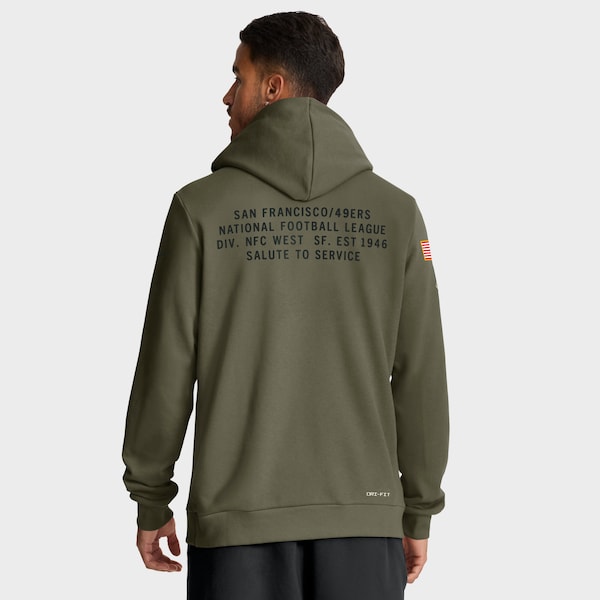 San Francisco 49ers Nike 2025 Salute to Service Sideline Standard Issue Dri-FIT Hoodie - Olive - Image 2