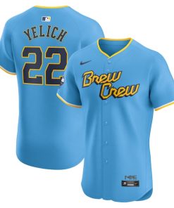 Christian Yelich Milwaukee Brewers Nike City Connect Elite Player Jersey - Powder Blue