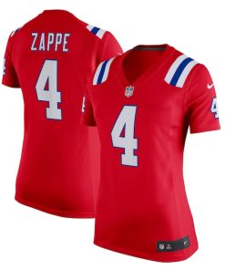 Alternative view of Bailey Zappe New England Patriots Nike Women's Alternate Game Player Jersey - Red/Navy/White