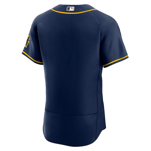 Milwaukee Brewers Nike Alternate Authentic Team Logo Jersey - Navy - Image 3