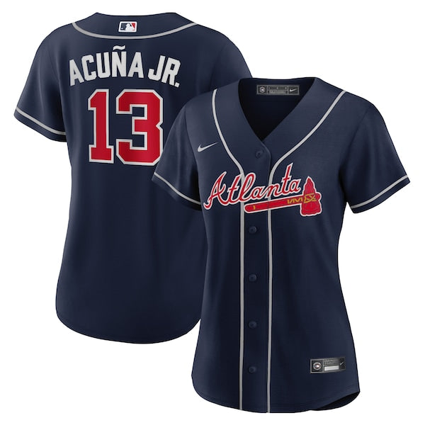 Ronald Acuna Jr. Atlanta Braves Nike Women's Alternate Replica Player Jersey - Navy/White - Image 2