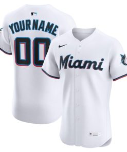 Miami Marlins Nike Home Elite Custom Jersey - White
