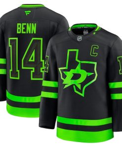 Jamie Benn Dallas Stars  Alternate Premium Jersey - Black/Kelly Green