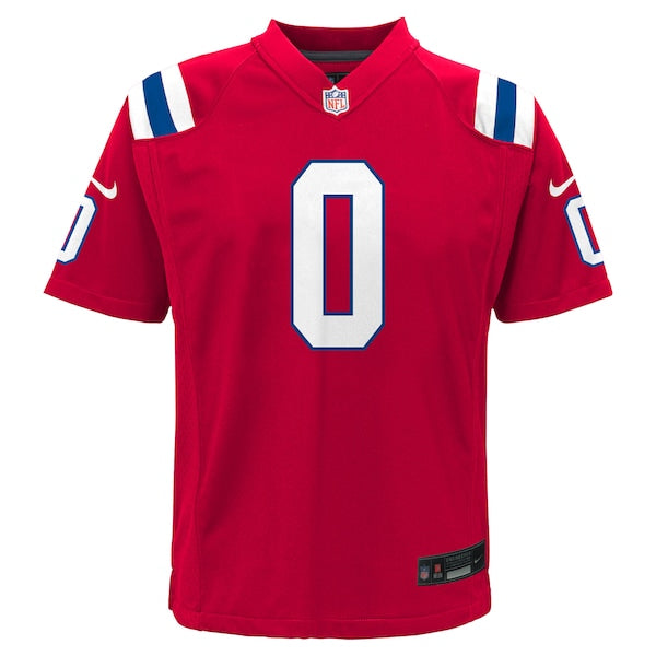Christian Gonzalez New England Patriots Nike Youth Alternate Game Jersey - Red/Navy - Image 3