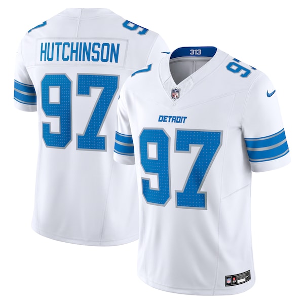 Aidan Hutchinson Detroit Lions Nike Vapor F.U.S.E. Limited Jersey - White/Black/Blue - Image 2