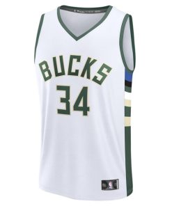Alternative view of Giannis Antetokounmpo Milwaukee Bucks  Fast Break Replica Player Jersey - Association Edition - White