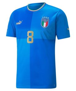 Alternative view of Jorginho Italy National Team Puma 2022/23 Home Replica Player Jersey - Blue