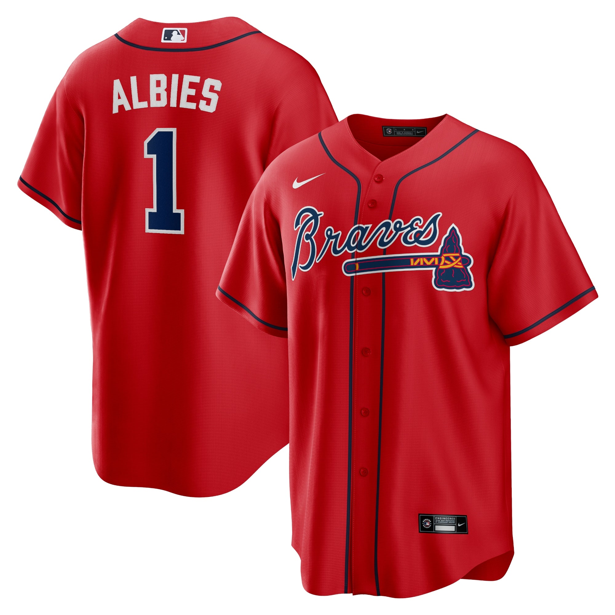 Ozzie Albies Atlanta Braves Nike Alternate Replica Player Name Jersey - Navy/Red/White - Image 5