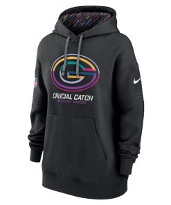 Alternative view of Green Bay Packers Nike Women's 2024 NFL Crucial Catch Club Pullover Hoodie - Black