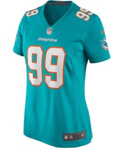Alternative view of Jason Taylor Miami Dolphins Nike Women's Game Retired Player Jersey - Aqua