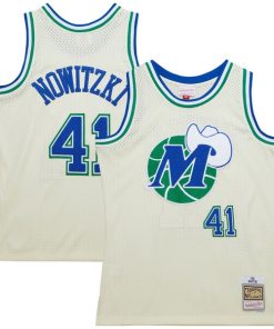 Alternative view of Dirk Nowitzki Dallas Mavericks Chainstitch Swingman Jersey - Cream