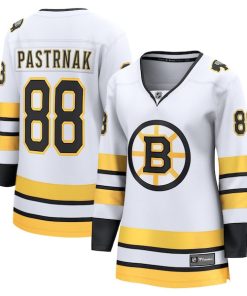 David Pastrnak Boston Bruins  Women's Away Breakaway Player Jersey - White/Black
