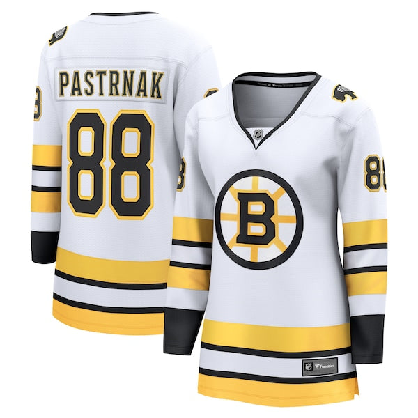 David Pastrnak Boston Bruins Women's Away Breakaway Player Jersey - White/Black