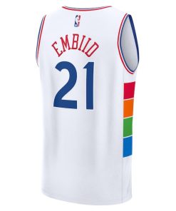 Alternative view of Joel Embiid Philadelphia 76ers  Youth 2024/25 Fast Break Player Jersey - City Edition - White
