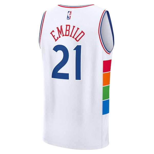 Joel Embiid Philadelphia 76ers Youth 2024/25 Fast Break Player Jersey - City Edition - White - Image 2
