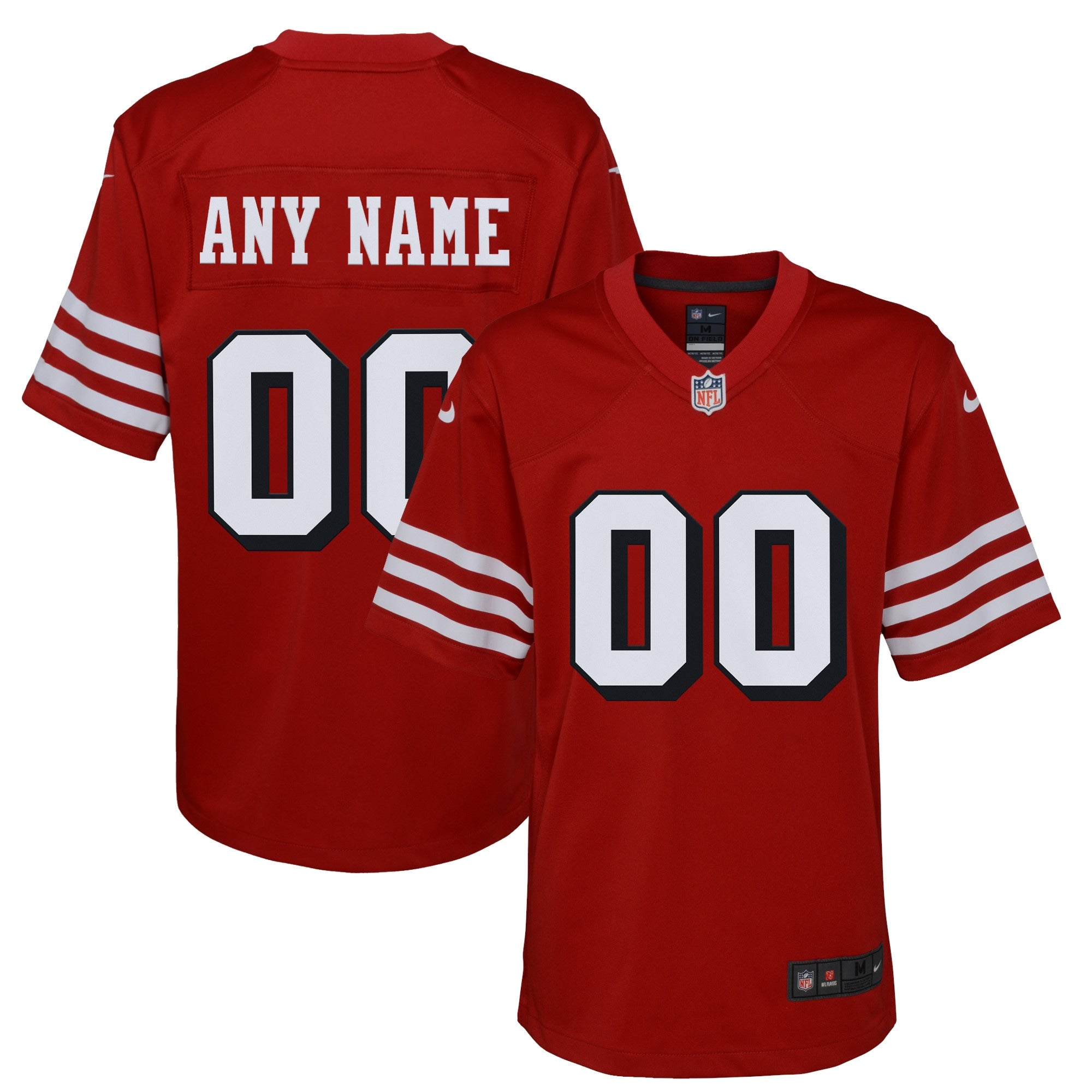 San Francisco 49ers Nike Youth 2025 Rivalries Collection Custom Game Jersey - Black/Red - Image 2