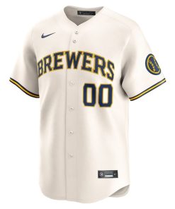 Alternative view of Milwaukee Brewers Nike Home Limited Custom Jersey - Cream