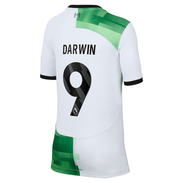 Darwin N¨²?ez Liverpool Nike Youth 2023/24 Away Replica Jersey - White - Image 3