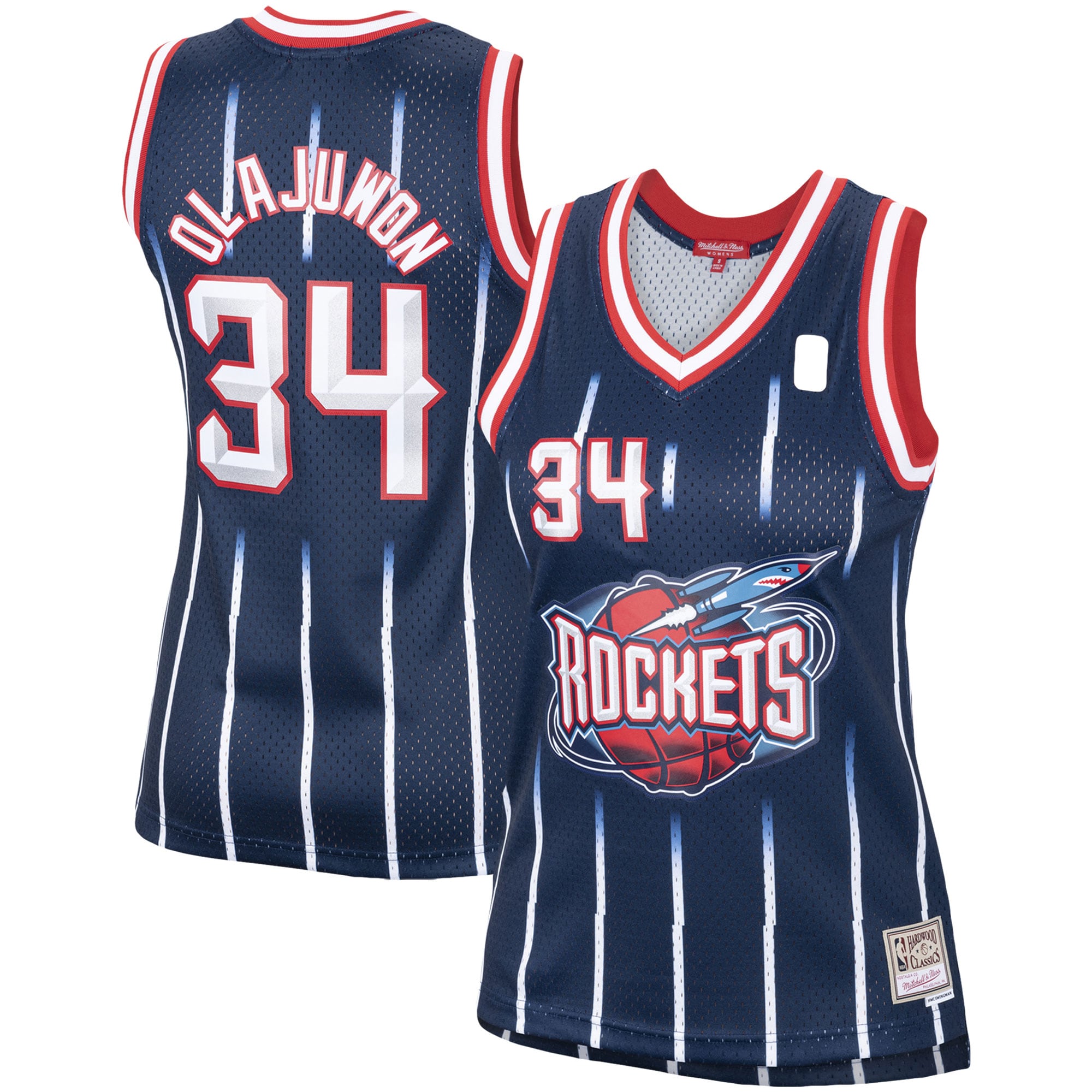Hakeem Olajuwon Houston Rockets Women's 1993/94 Hardwood Classics Swingman Jersey - Red/Navy - Image 6
