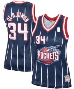 Alternative view of Hakeem Olajuwon Houston Rockets Women's  Hardwood Classics Swingman Jersey - Navy/Red