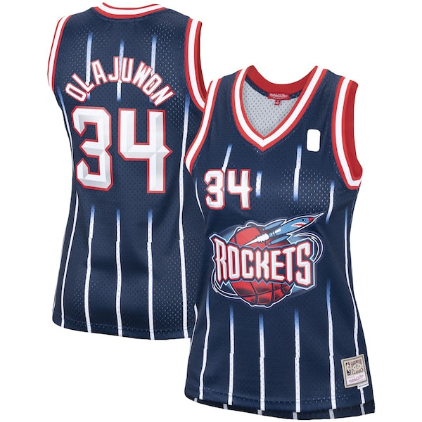Hakeem Olajuwon Houston Rockets Women's Hardwood Classics Swingman Jersey - Navy/Red - Image 2
