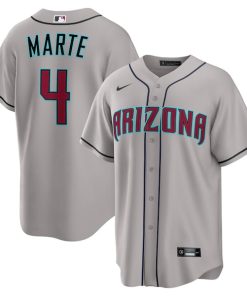 Alternative view of Ketel Marte Arizona Diamondbacks Nike Road Replica Jersey - Gray/Cream