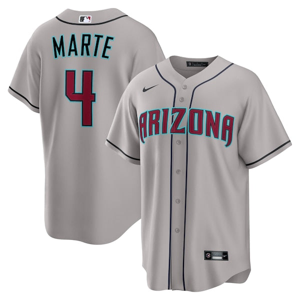 Ketel Marte Arizona Diamondbacks Nike Road Replica Jersey - Gray/Cream - Image 2