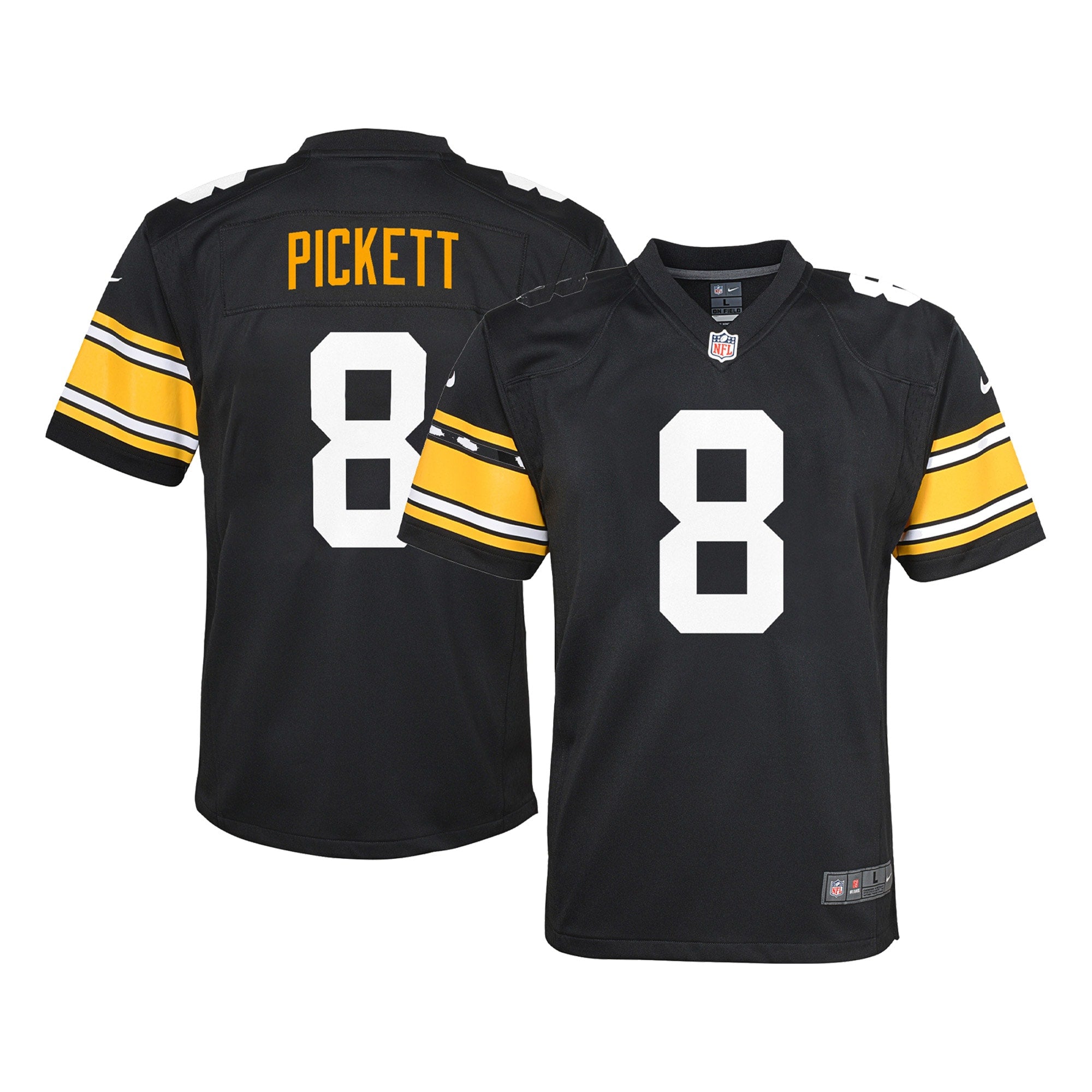 Kenny Pickett Pittsburgh Steelers Nike Youth Game Jersey - White/Black - Image 5