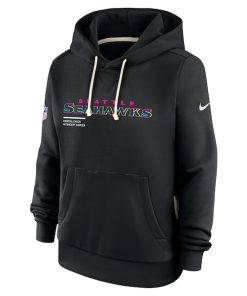 Alternative view of Seattle Seahawks Nike Women's 2025 NFL Crucial Catch Sideline Standard Issue Dri-FIT Hoodie - Black