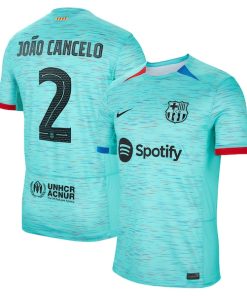 Alternative view of Joao Cancelo Barcelona Nike 2023/24 Third Replica Jersey - Aqua/Royal/White