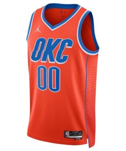 Alternative view of Oklahoma City Thunder Jordan Brand Unisex 2022/23 Swingman Custom Jersey - Statement Edition - Orange