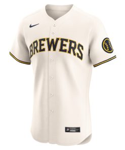 Alternative view of Milwaukee Brewers Nike Home Elite Jersey - Cream