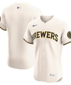 Milwaukee Brewers Nike Home Elite Jersey - Cream/Navy