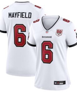 Alternative view of Baker Mayfield Tampa Bay Buccaneers Nike Women's 50th Season White Game Jersey - White/Red
