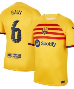 Gavi Barcelona Nike Youth 2022/23 Fourth Breathe Stadium Replica Player Jersey - Yellow