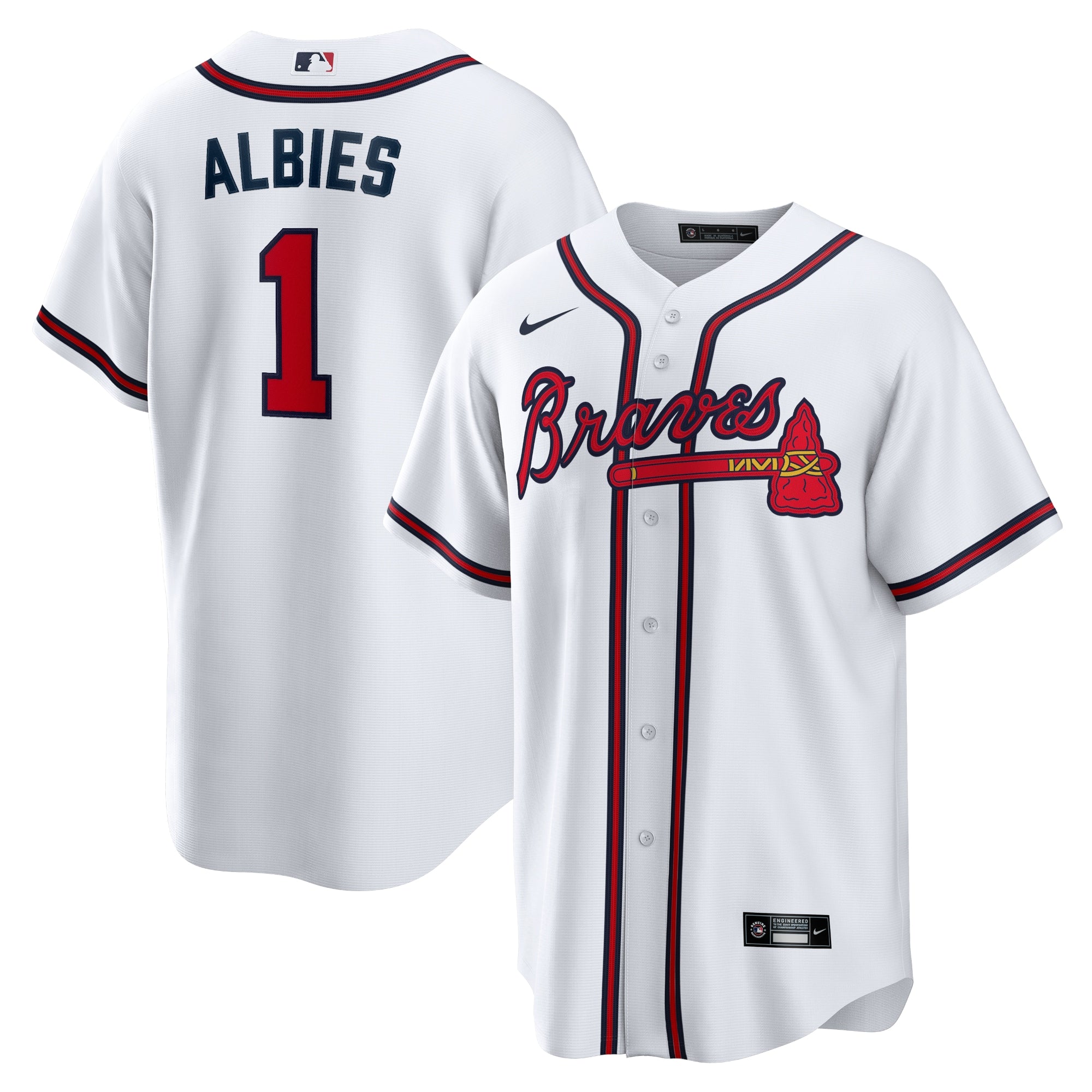 Ozzie Albies Atlanta Braves Nike Alternate Replica Player Name Jersey - Navy/Red/White - Image 6
