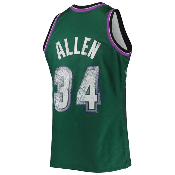 Ray Allen Milwaukee Bucks 1996/97 Hardwood Classics NBA 75th Anniversary Diamond Swingman Jersey - Green - Image 3