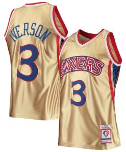 Allen Iverson Philadelphia 76ers 75th Anniversary 1996/97 Hardwood Classics Swingman Jersey - Gold