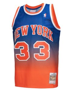 Alternative view of Patrick Ewing New York Knicks 1991/92 Hardwood Classics Fadeaway Swingman Player Jersey - Orange/Royal