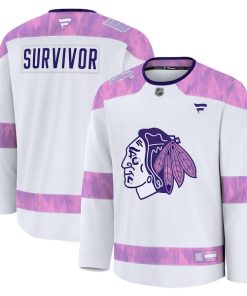 Chicago Blackhawks  Hockey Fights Cancer Practice Jersey - White