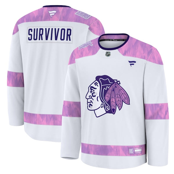 Chicago Blackhawks Hockey Fights Cancer Practice Jersey - White