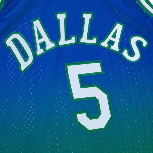 Jason Kidd Dallas Mavericks 1994/95 Hardwood Classics Fadeaway Swingman Player Jersey - Green/Navy - Image 5