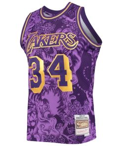 Alternative view of Shaquille O'Neal Los Angeles Lakers Hardwood Classics 1996/97 Lunar New Year Swingman Jersey - Purple