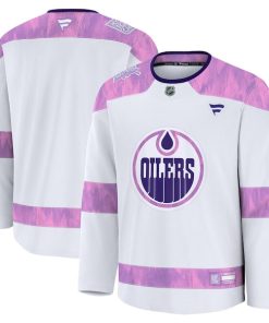 Edmonton Oilers  2024 Hockey Fights Cancer Practice Jersey - White