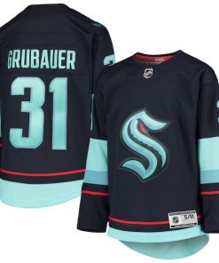 Philipp Grubauer Seattle Kraken Youth Home Premier Player Jersey - Deep Sea Blue